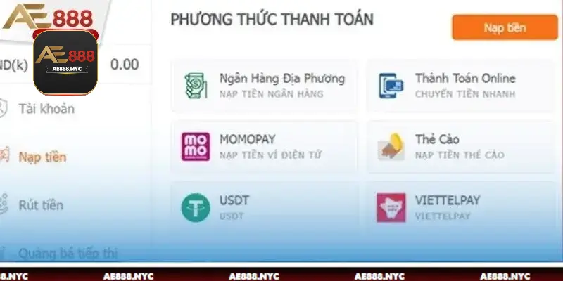 Lên điểm AE888 bằng USDT phù hợp với cả người chơi trong nước và quốc tế