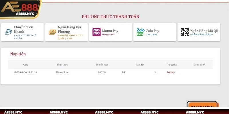 Những phương thức thanh toán đang được hỗ trợ